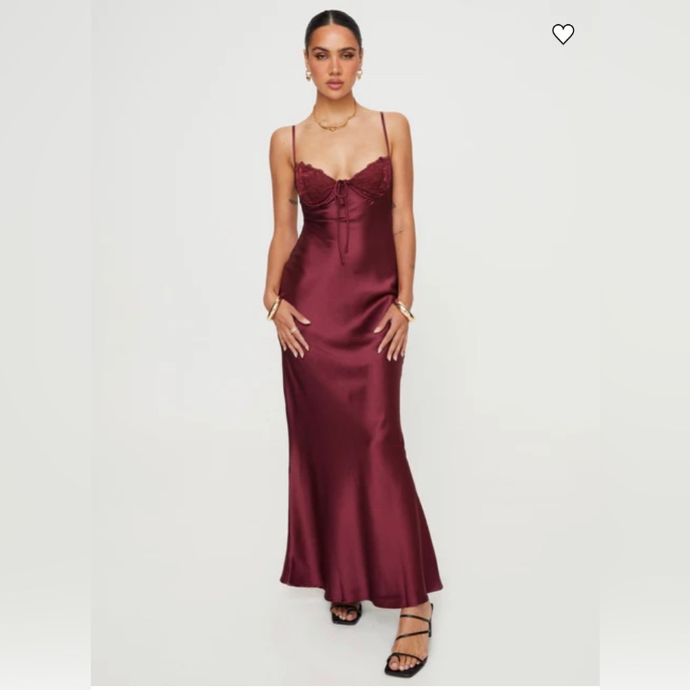 Princess Polly Burgundy Satin Maxi Slip Dress